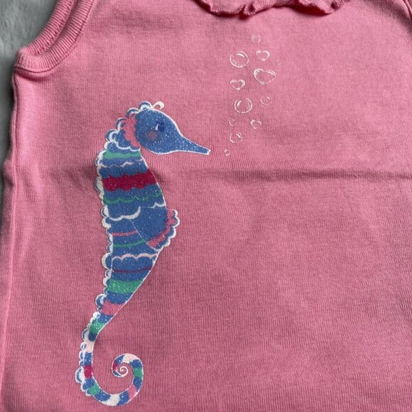 Gymboree Pink Seahorse Graphic Tank Top 12-18 Months 100% Cotton - Picture 3 of 4